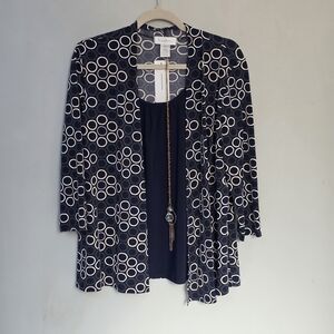 Emma & Olive Navy Cardigan with White Circles